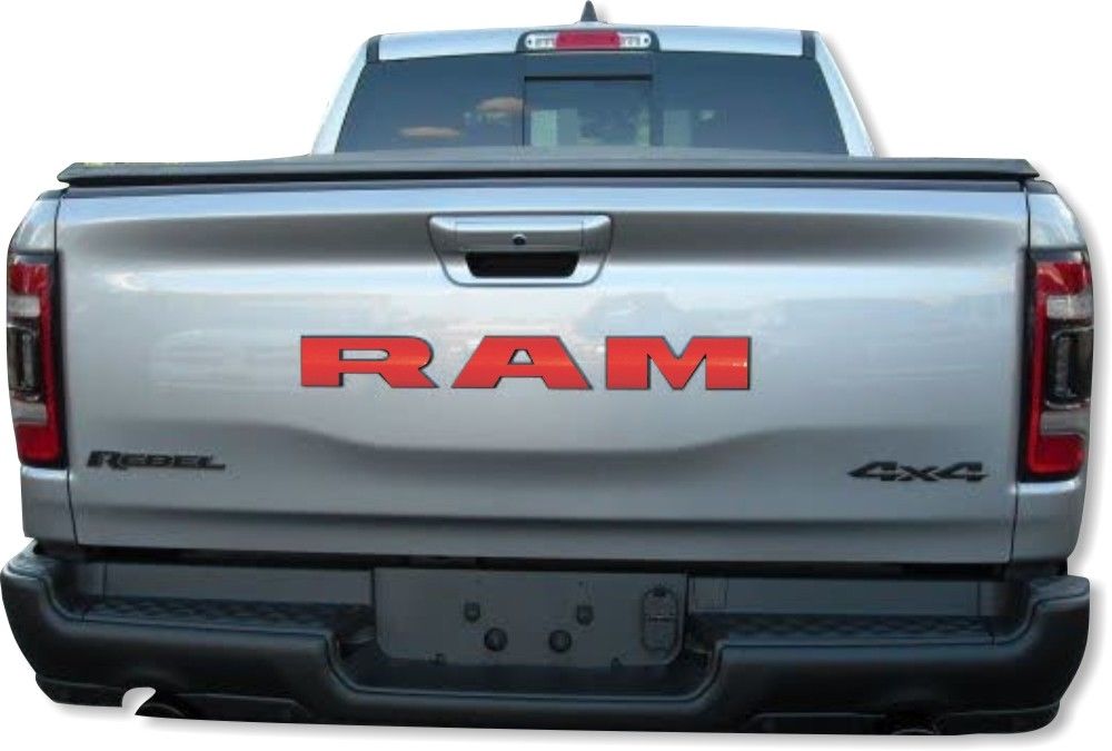 "RAM" Tailgate Emblem Decal Overlay Kit 2019 Ram Truck - Click Image to Close